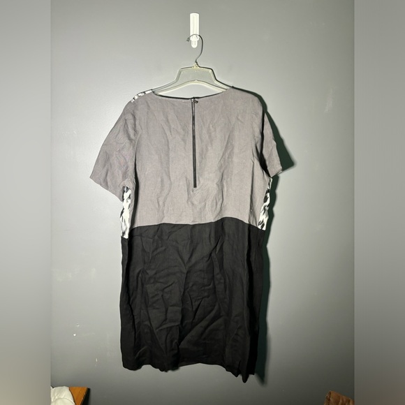 Marina Rinaldi Dumas Linen Leopard Print Short Sleeve Shift Dress Size 18 - Picture 2 of 6